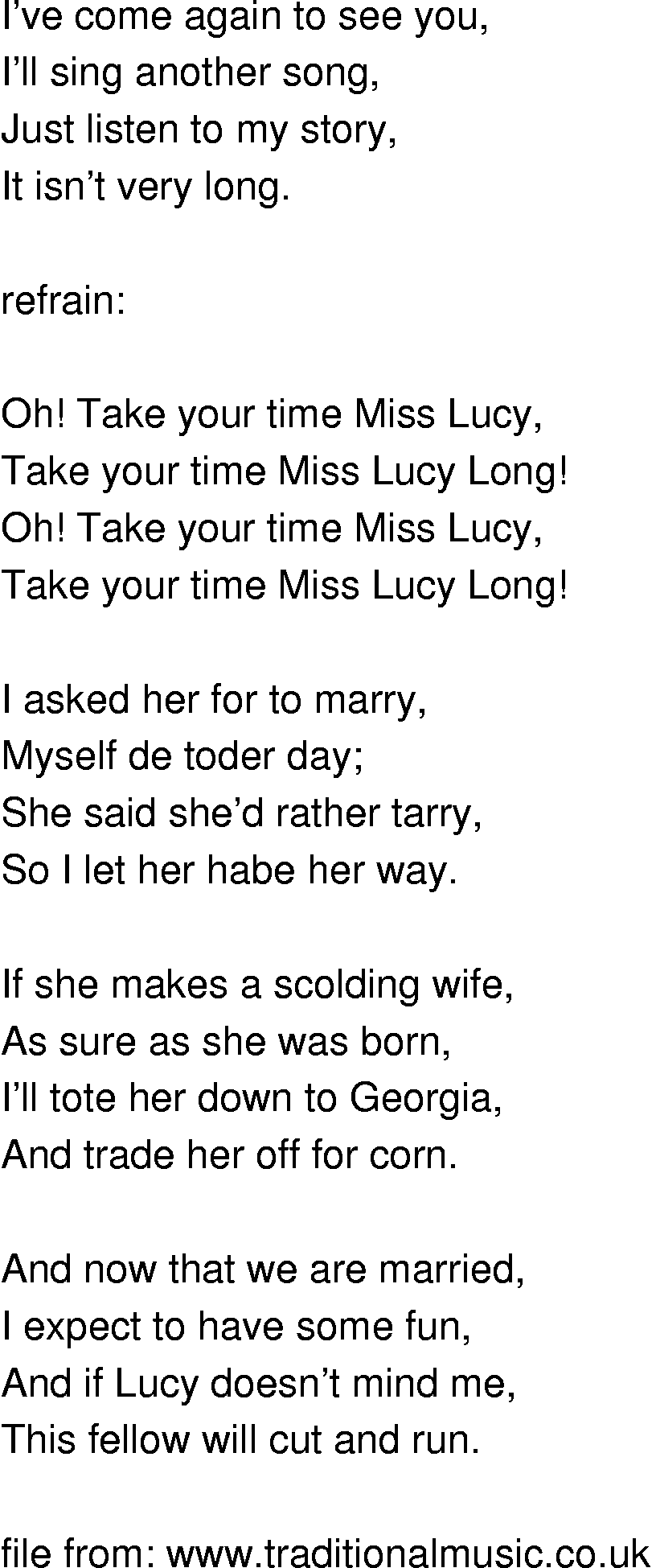 Old-Time (oldtimey) Song Lyrics - a scoldin wife