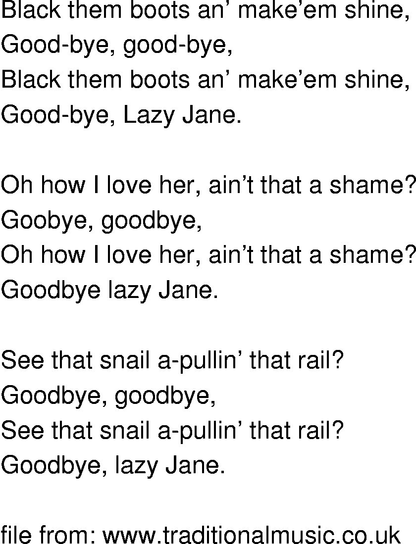 Old-Time (oldtimey) Song Lyrics - black them boots