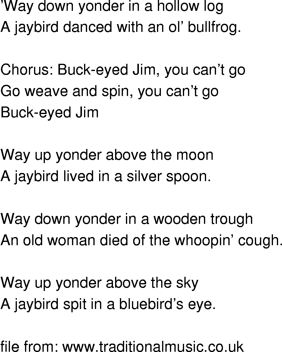 Old-Time (oldtimey) Song Lyrics - buckeye jim
