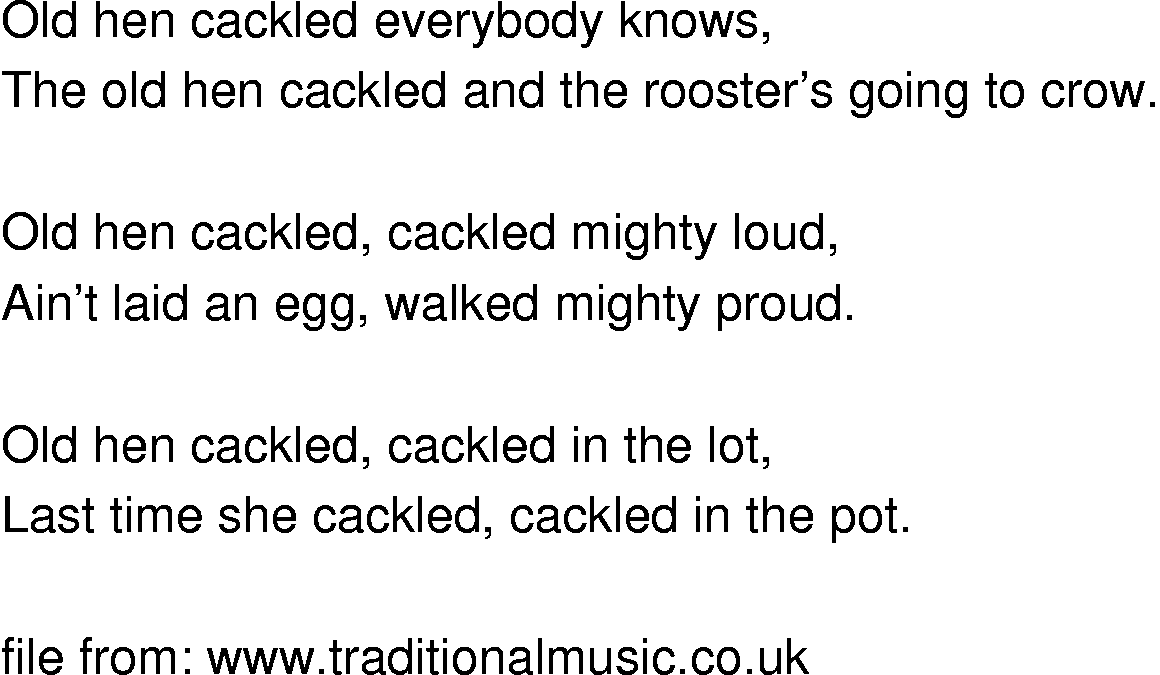Old-Time (oldtimey) Song Lyrics - cacklin hen