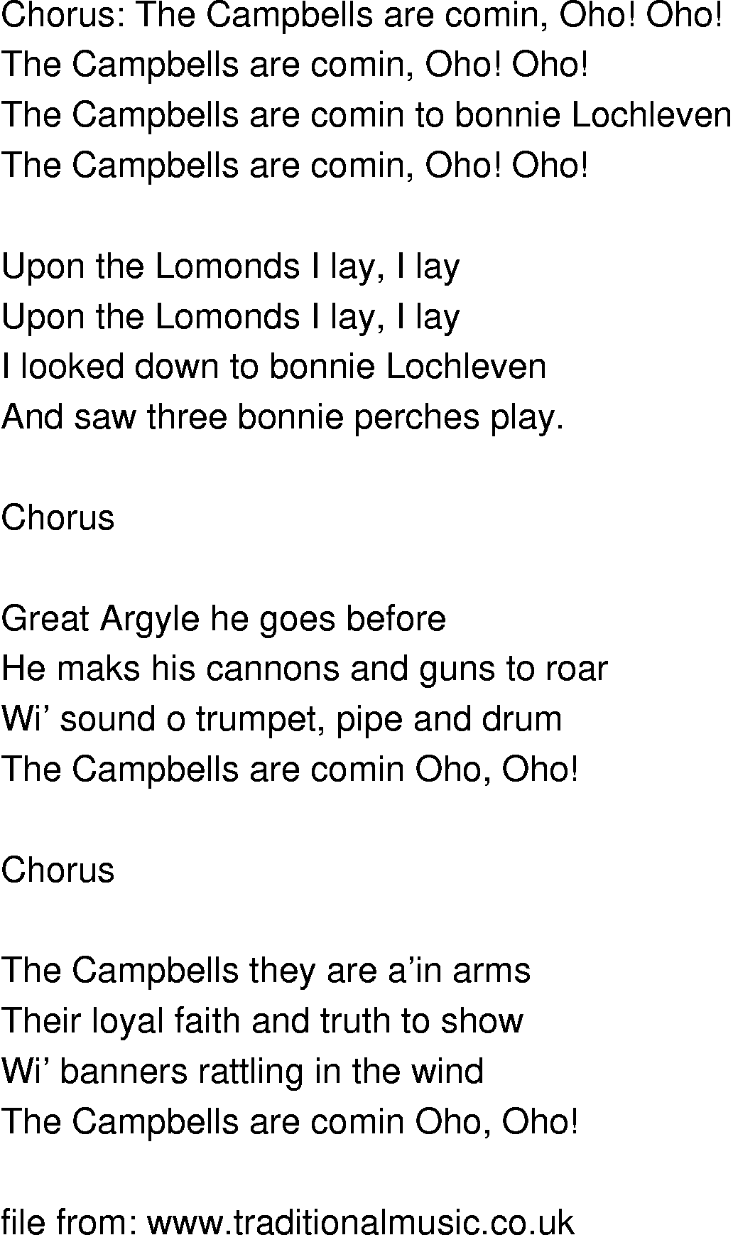 Old-Time (oldtimey) Song Lyrics - campbells are coming
