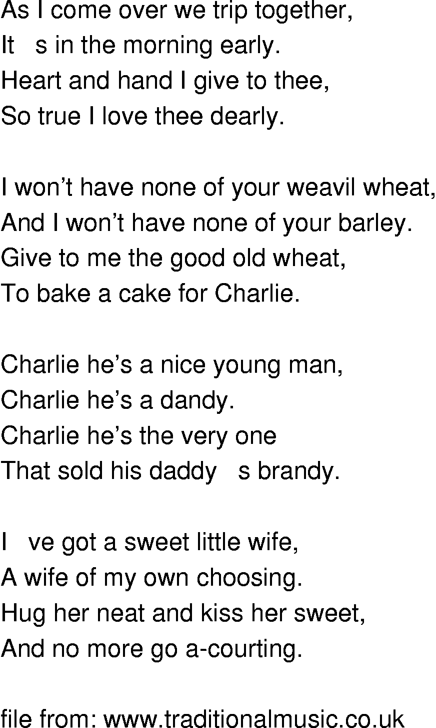 Old-Time (oldtimey) Song Lyrics - charlies sweet