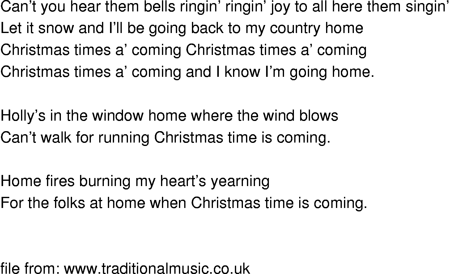 Old-Time (oldtimey) Song Lyrics - christmas time is coming