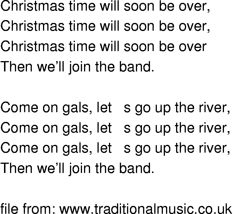 Old-Time (oldtimey) Song Lyrics - christmas time will soon be over