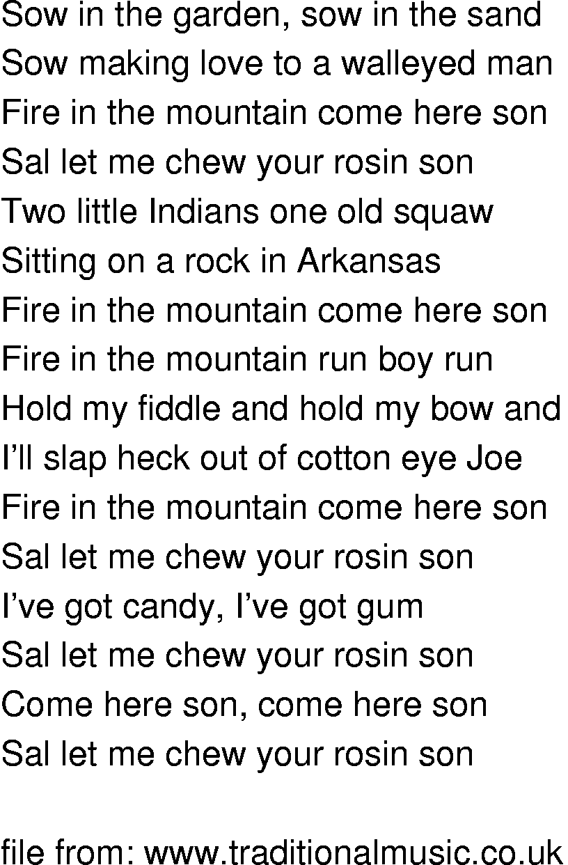 Old-Time (oldtimey) Song Lyrics - come on son curly fox