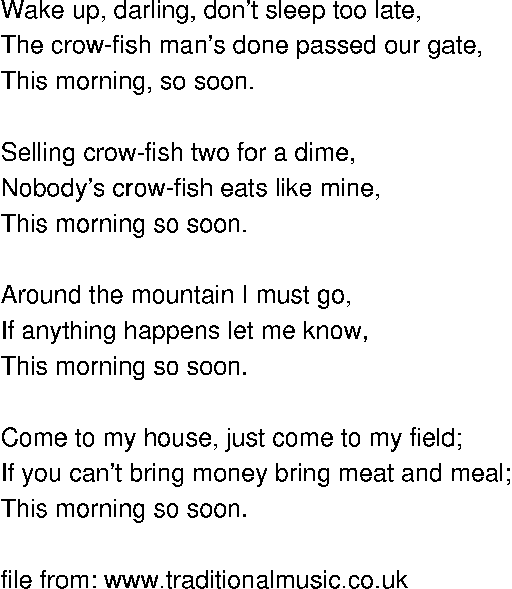 Old-Time (oldtimey) Song Lyrics - crow fish man