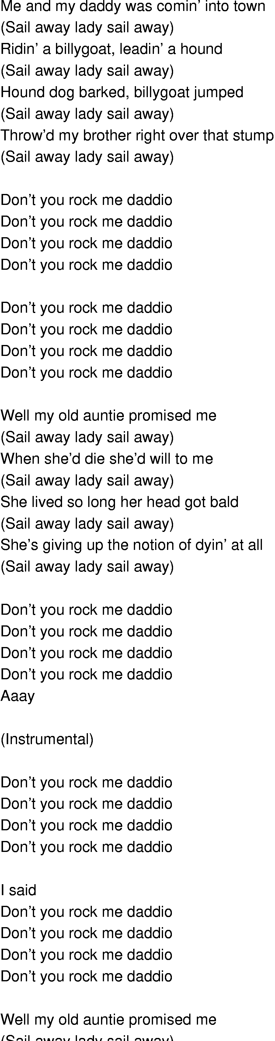 Old-Time (oldtimey) Song Lyrics - dont you rock me