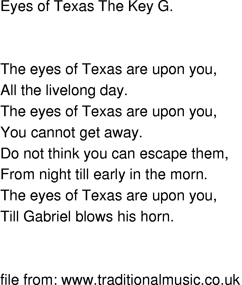 Old-Time (oldtimey) Song Lyrics - eyes of texas