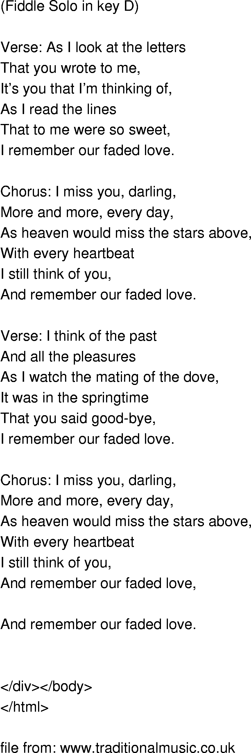 Old-Time (oldtimey) Song Lyrics - faded love