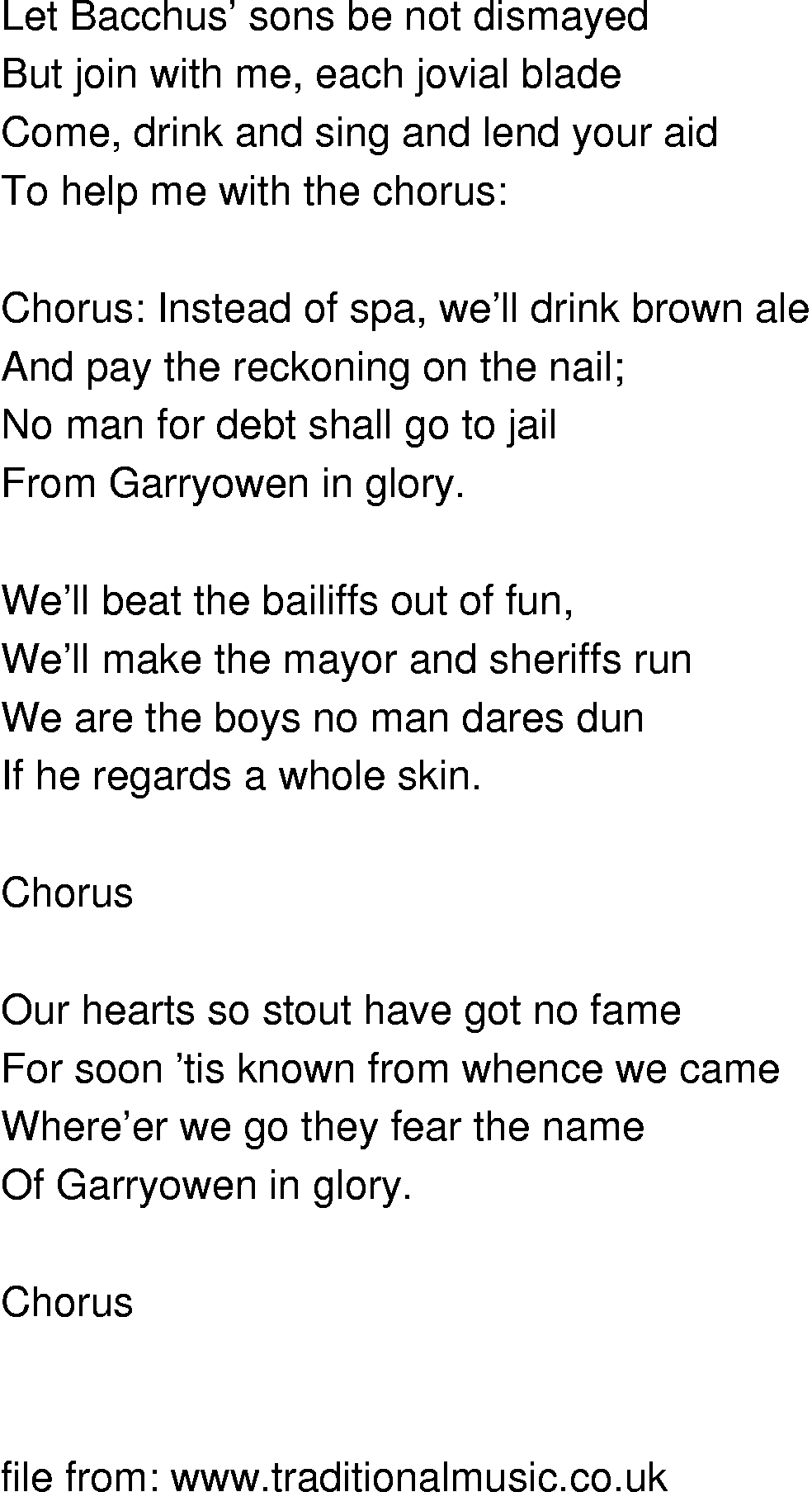 Old-Time (oldtimey) Song Lyrics - garry owen