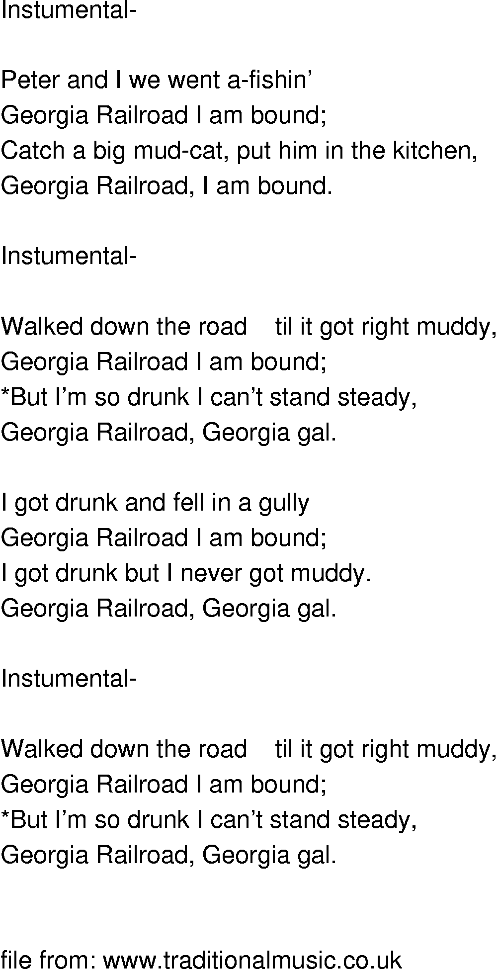 Old-Time (oldtimey) Song Lyrics - georgia railroad