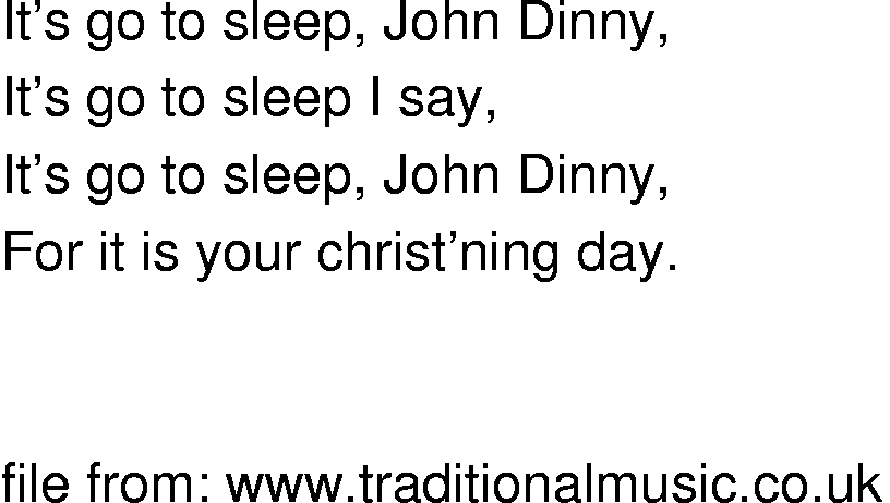 Old-Time (oldtimey) Song Lyrics - go to sleep john dinny