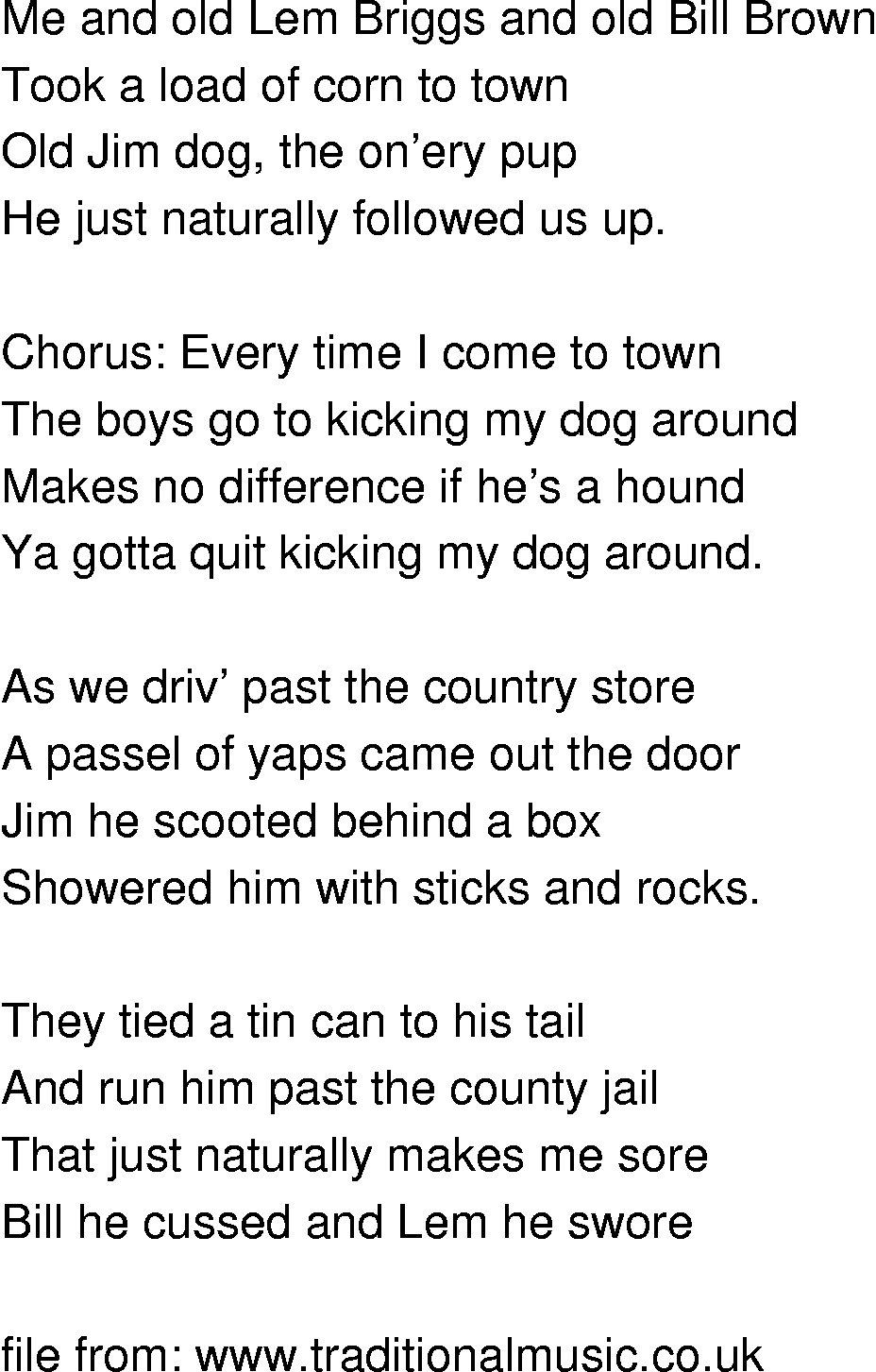 Old-Time (oldtimey) Song Lyrics - hound dog song