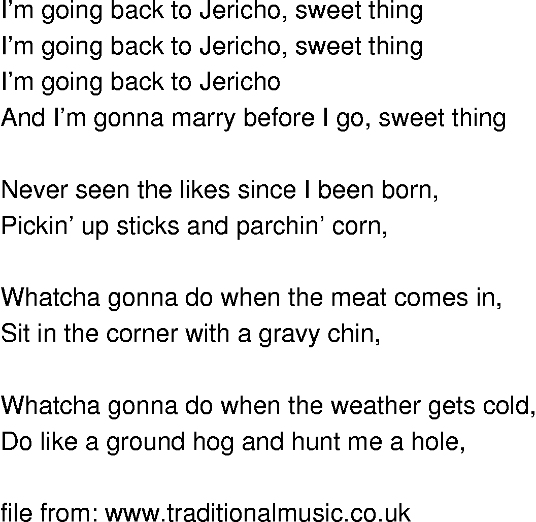 Old-Time (oldtimey) Song Lyrics - im going back to jericho