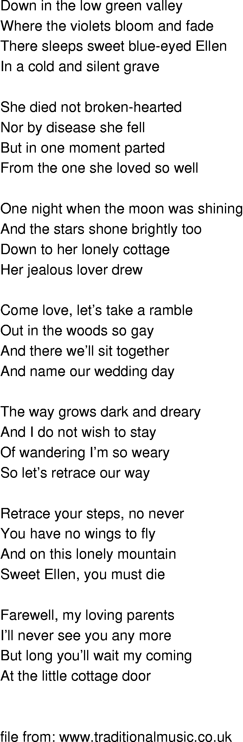 Old-Time (oldtimey) Song Lyrics - jealous lover