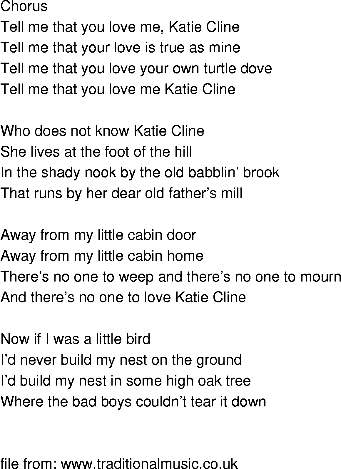 Old-Time (oldtimey) Song Lyrics - katie cline