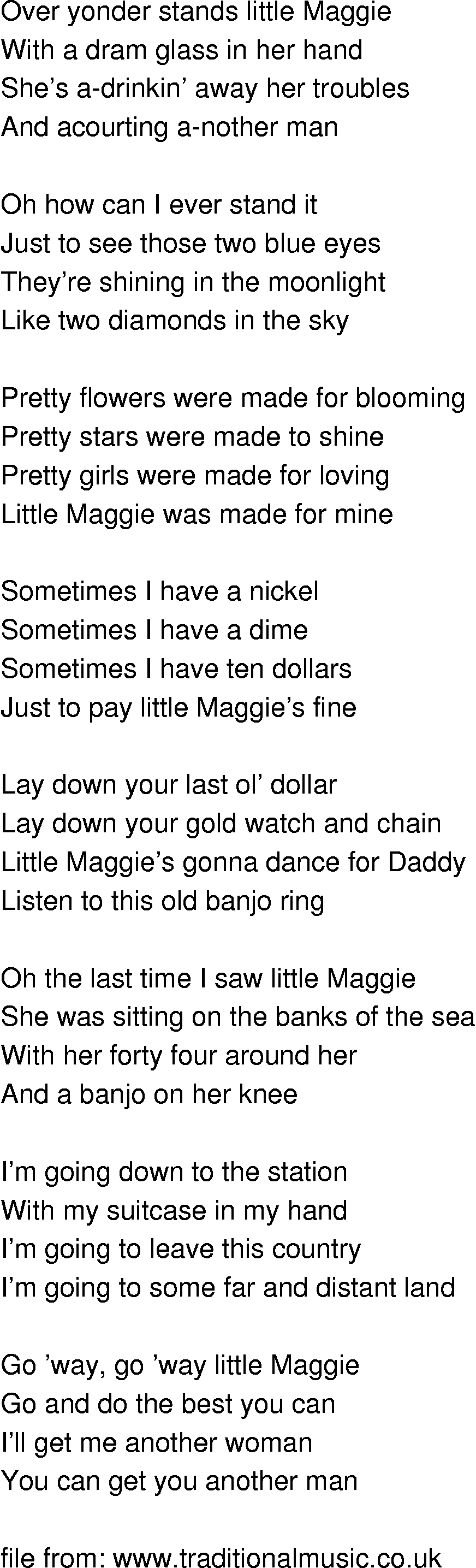 Old-Time (oldtimey) Song Lyrics - little maggie