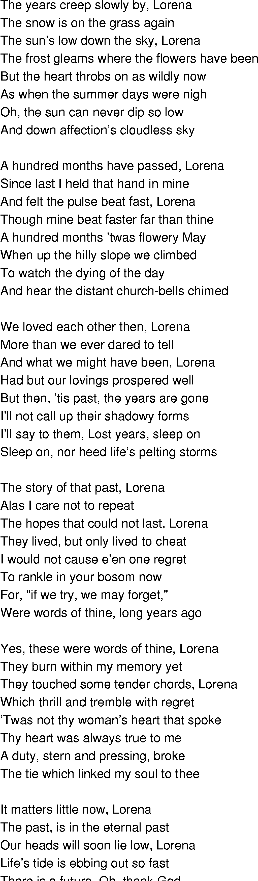 Old-Time (oldtimey) Song Lyrics - lorena