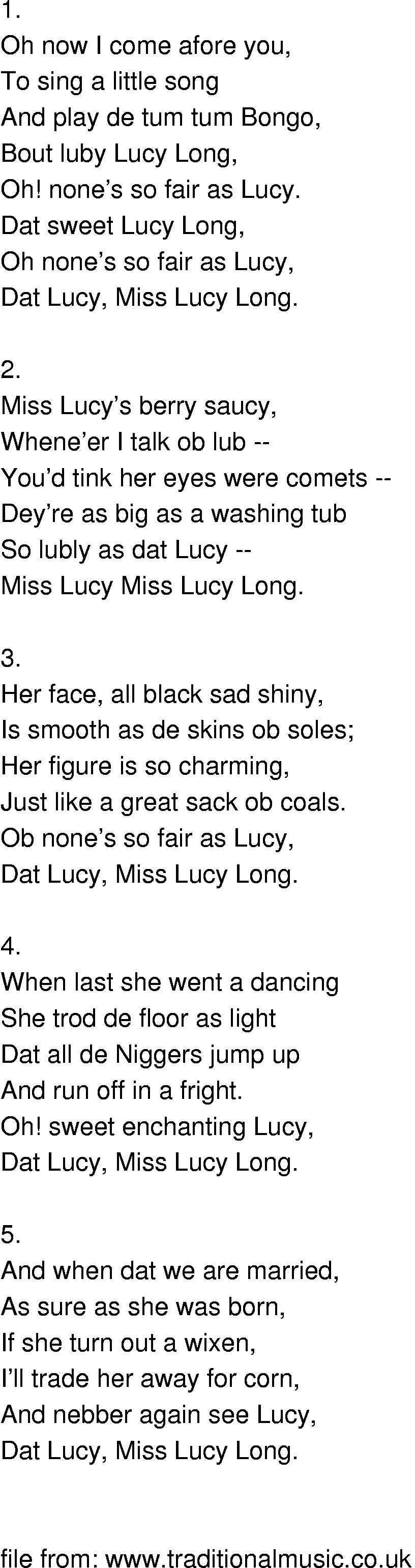 Old-Time (oldtimey) Song Lyrics - lucy long