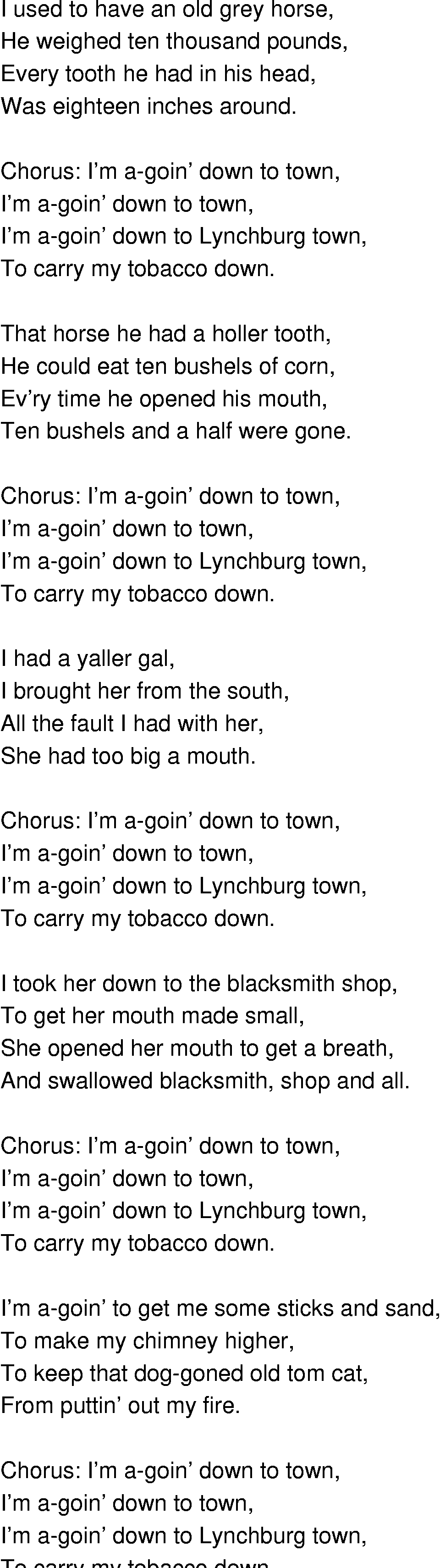 Old-Time (oldtimey) Song Lyrics - lynchburg town
