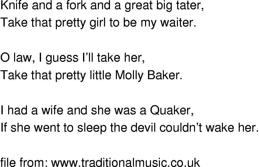 Old-Time (oldtimey) Song Lyrics - molly baker