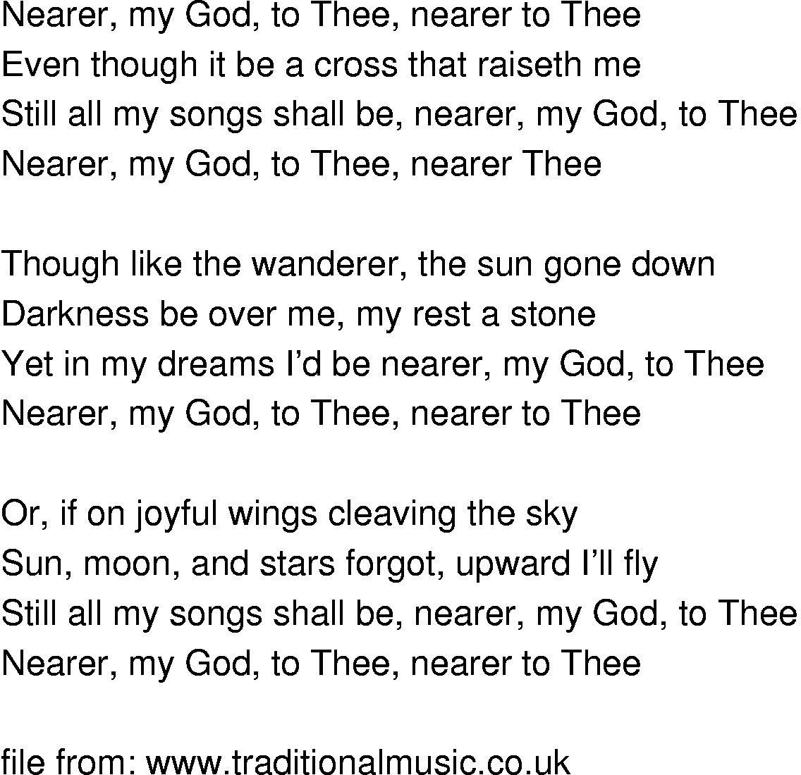 Old-Time (oldtimey) Song Lyrics - nearer my god to thee