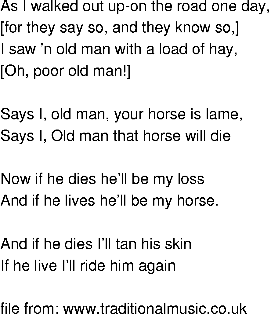Old-Time (oldtimey) Song Lyrics - ol ridin hoss