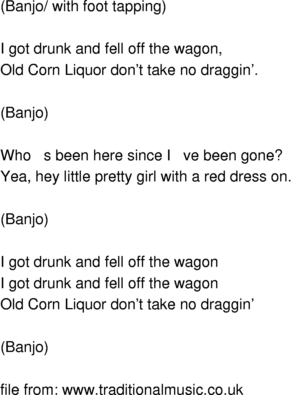 Old-Time (oldtimey) Song Lyrics - old corn liquor