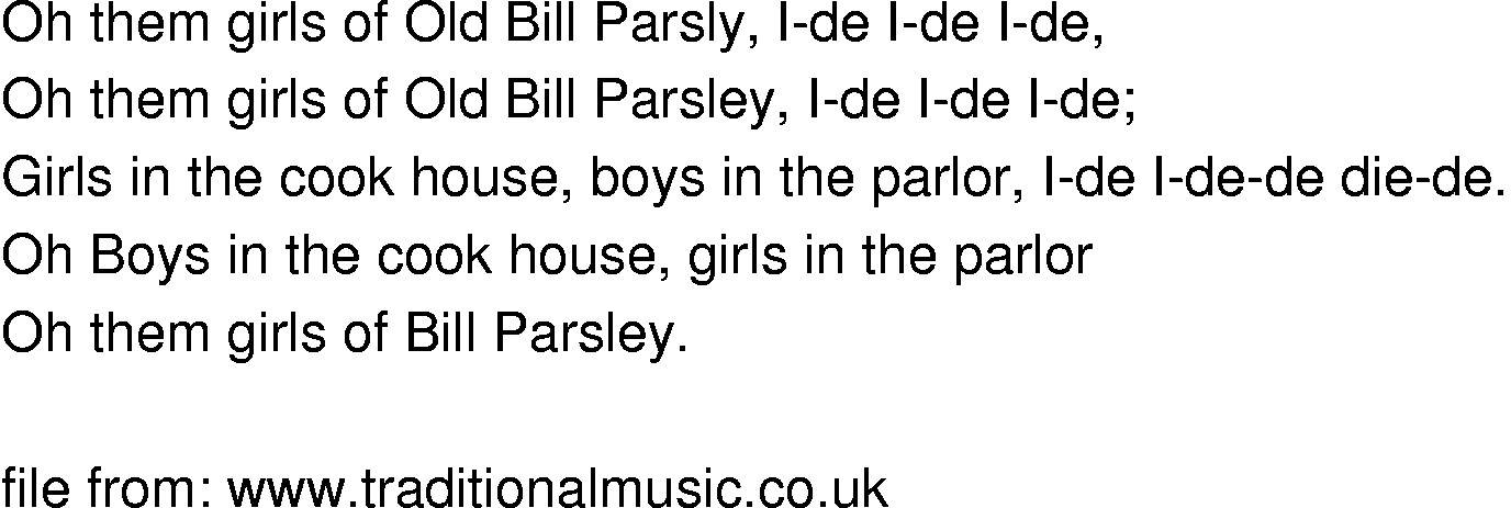 Old-Time (oldtimey) Song Lyrics - parsley girls