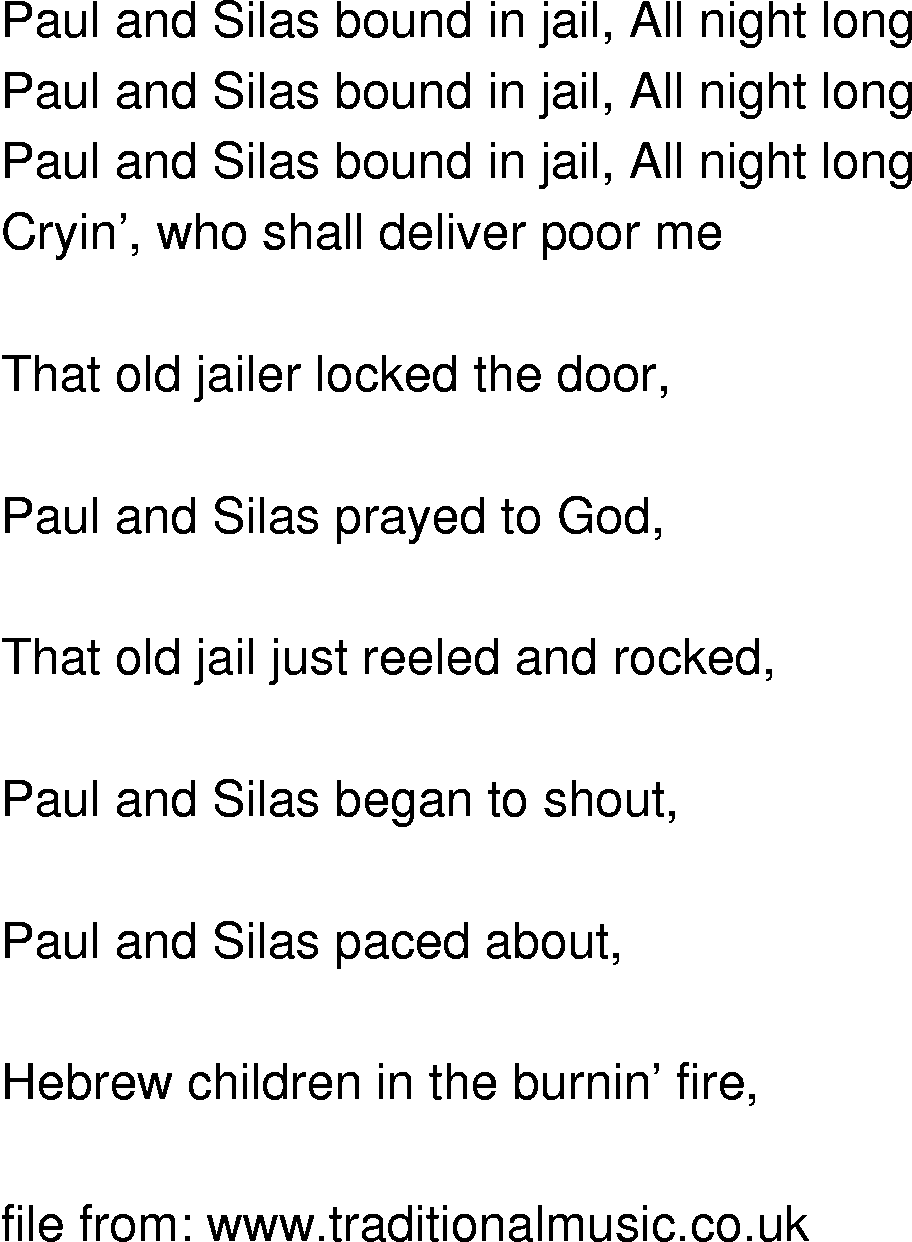 Old-Time (oldtimey) Song Lyrics - paul and silas