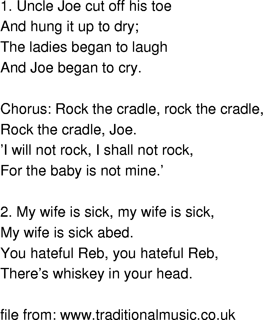 Old-Time (oldtimey) Song Lyrics - rock the cradle joe