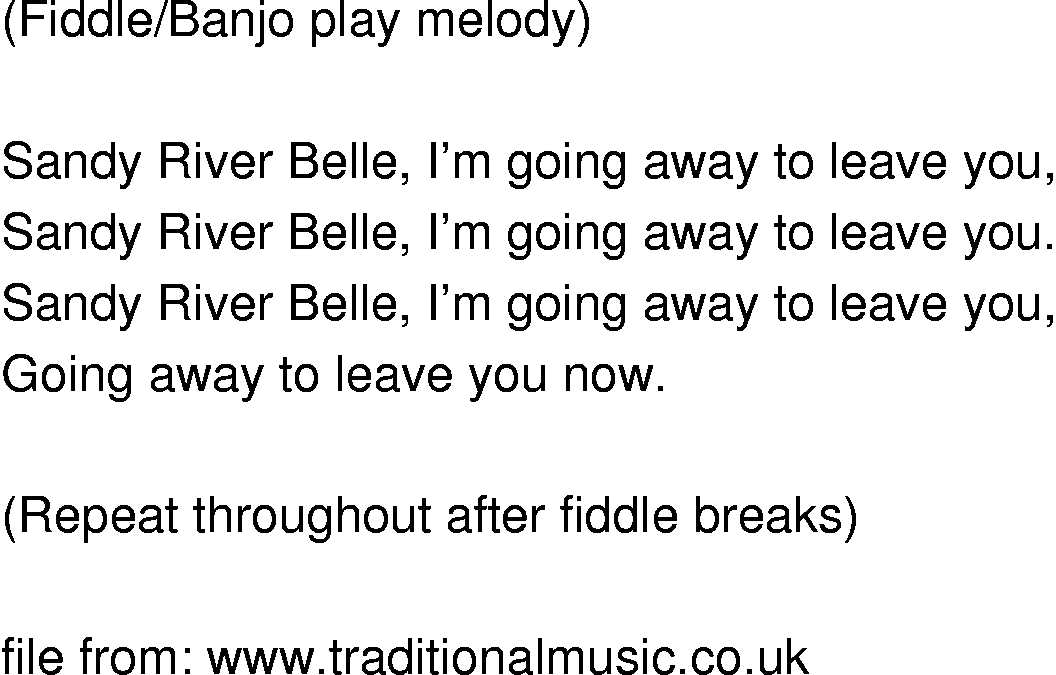 Old-Time (oldtimey) Song Lyrics - sandy river belle