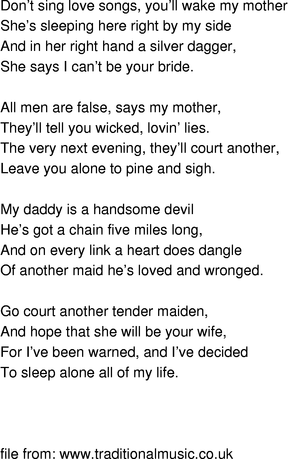 Old-Time (oldtimey) Song Lyrics - silver dagger