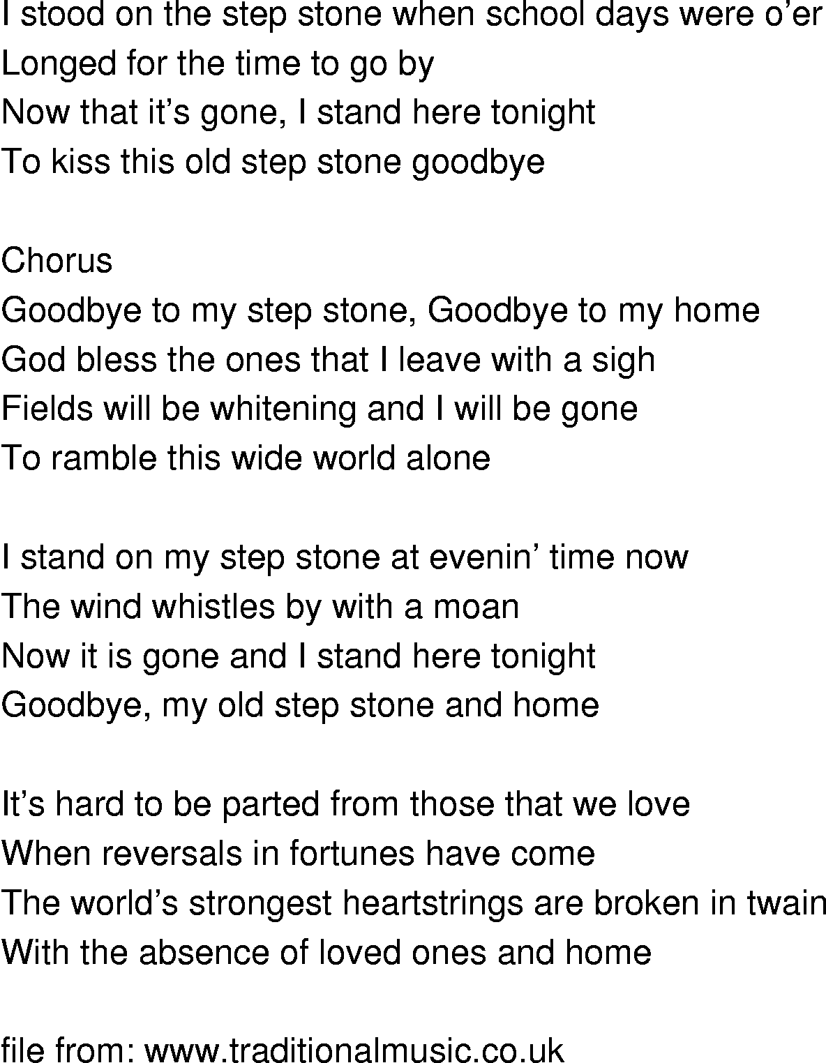 Old-Time (oldtimey) Song Lyrics - stepstone