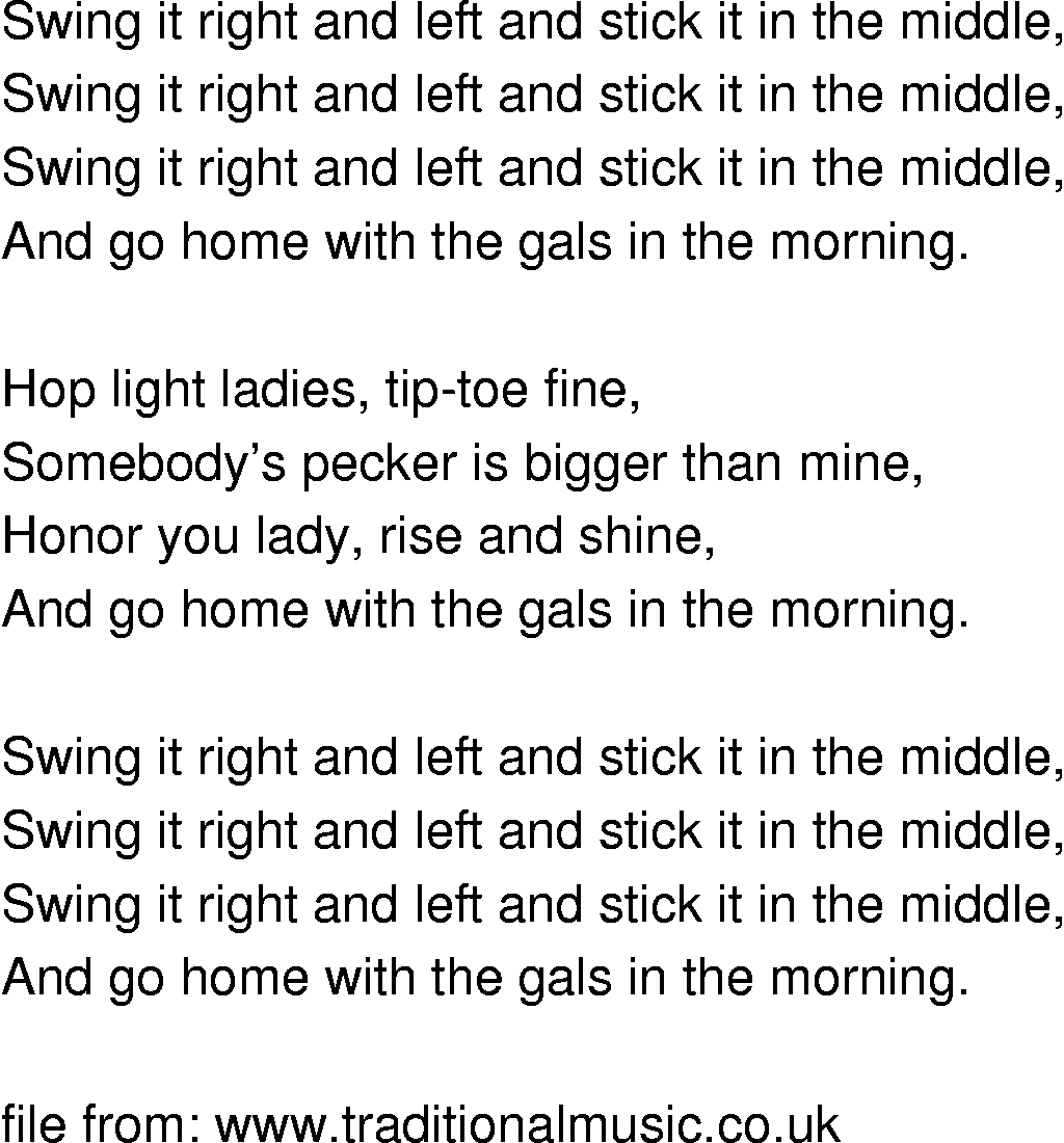 Old-Time (oldtimey) Song Lyrics - stick it in the middle