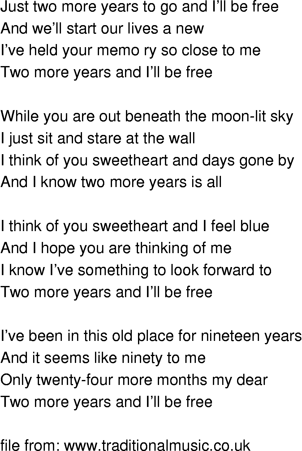 Old-Time (oldtimey) Song Lyrics - two more years
