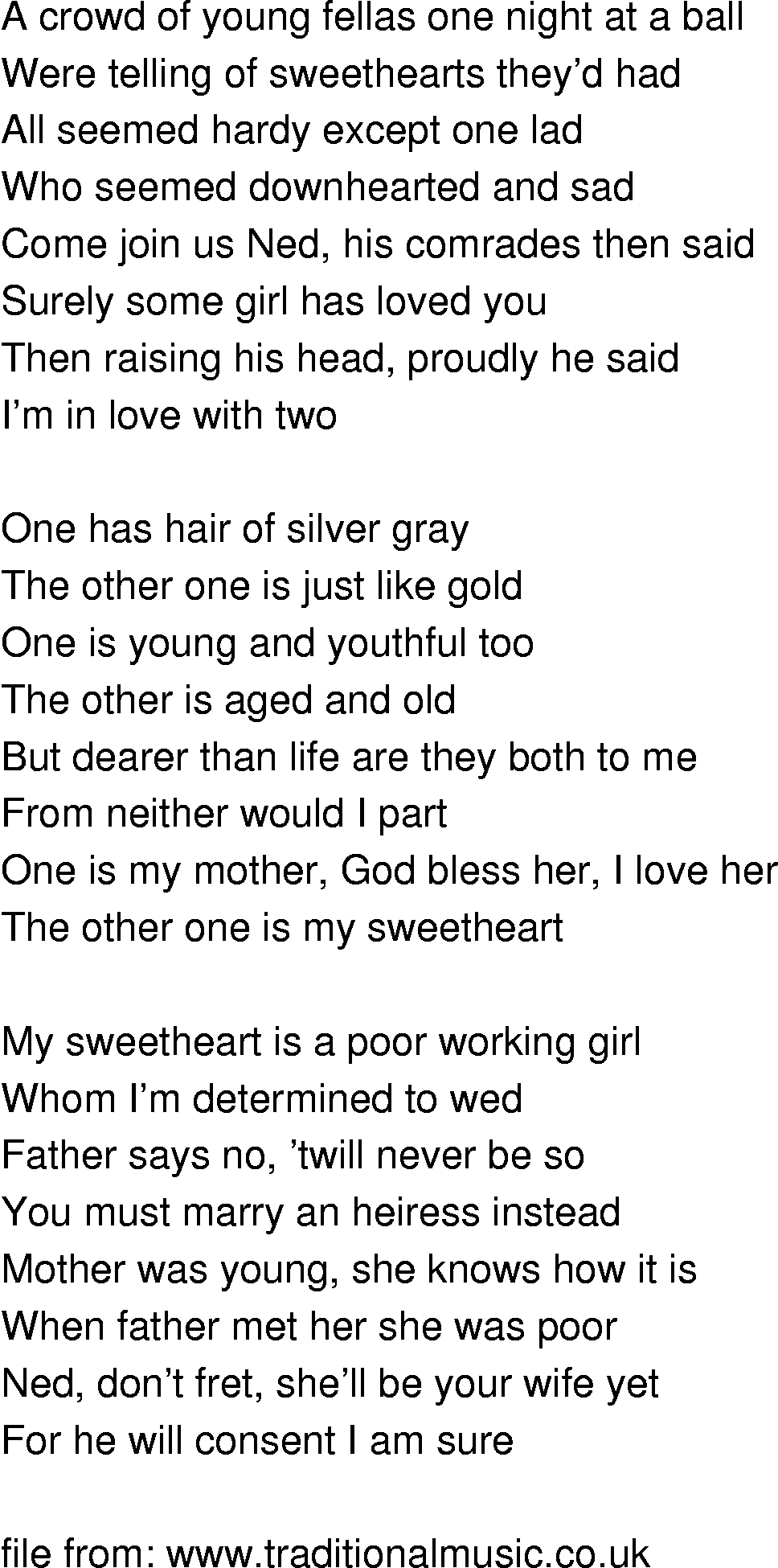 Old-Time (oldtimey) Song Lyrics - two sweethearts
