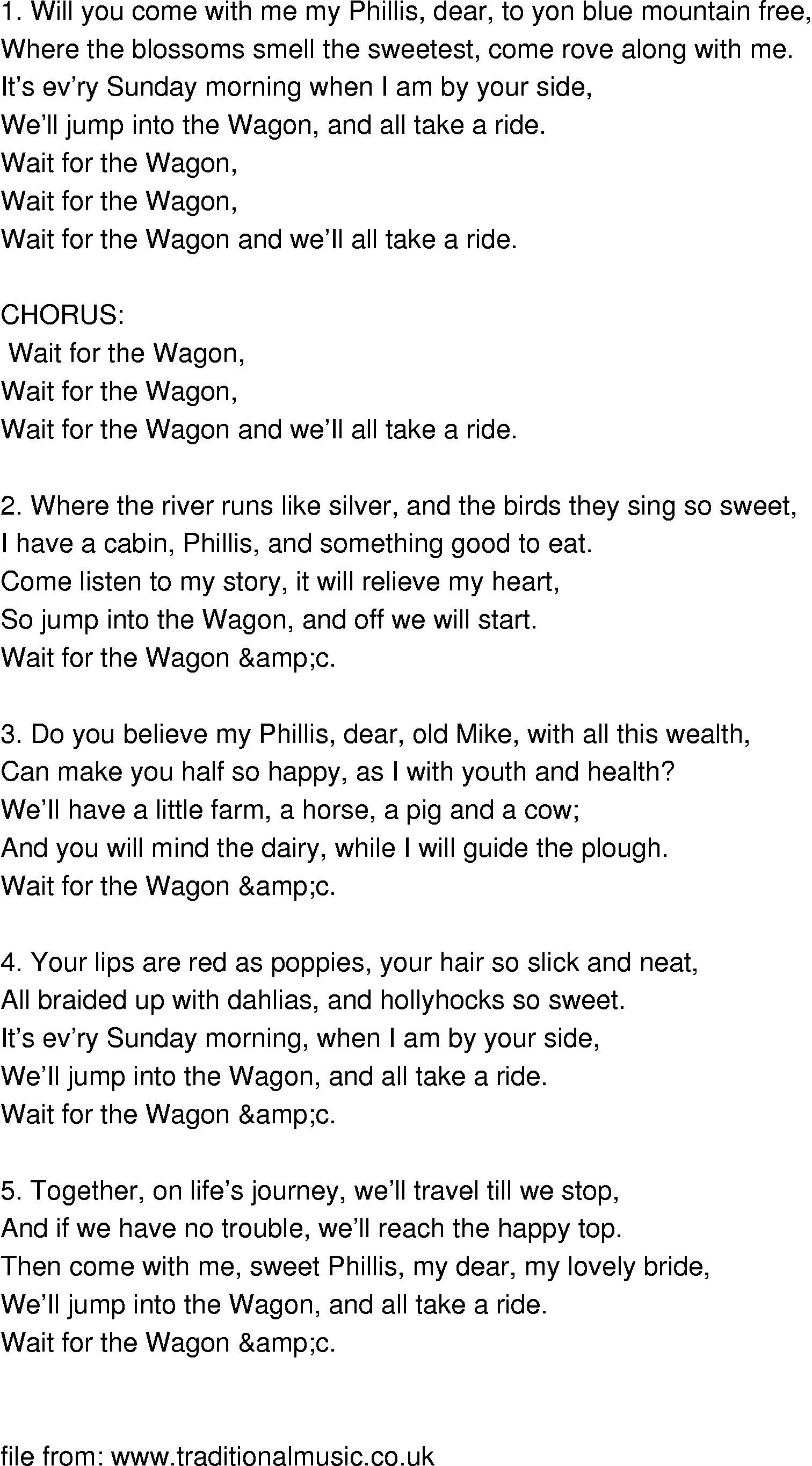 Old-Time (oldtimey) Song Lyrics - wait for the wagon