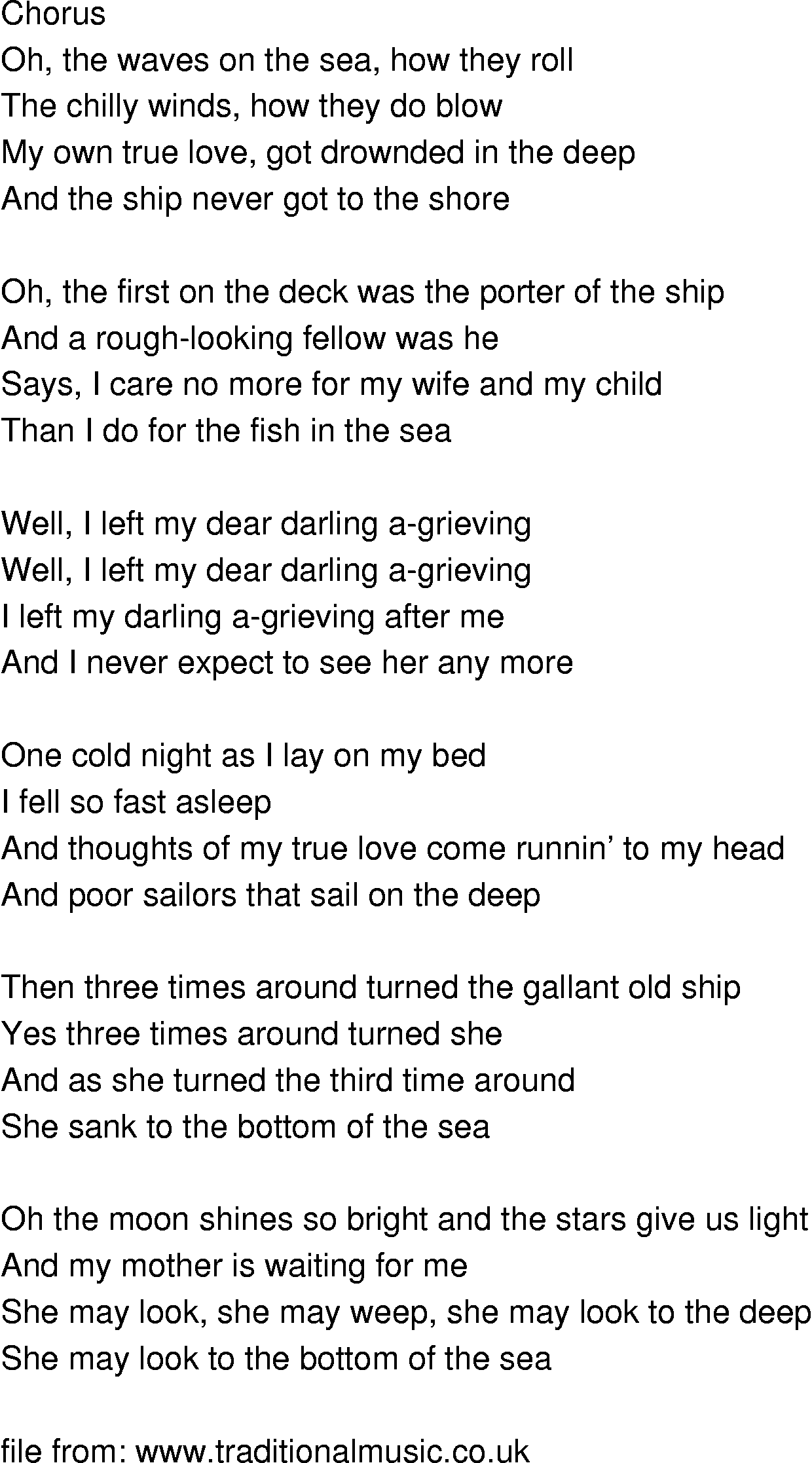 Old-Time (oldtimey) Song Lyrics - waves on the sea