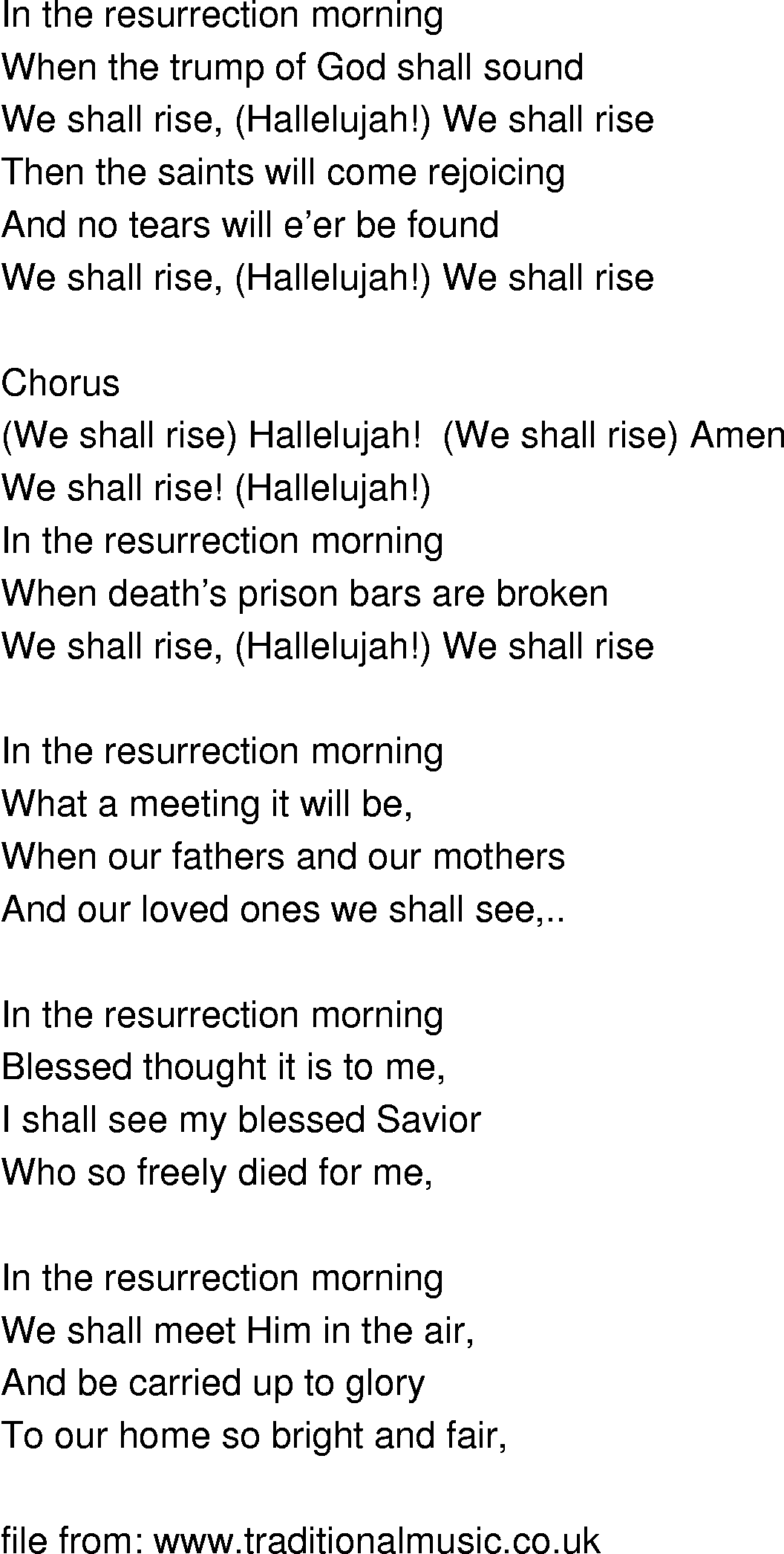 Old-Time (oldtimey) Song Lyrics - we shall rise