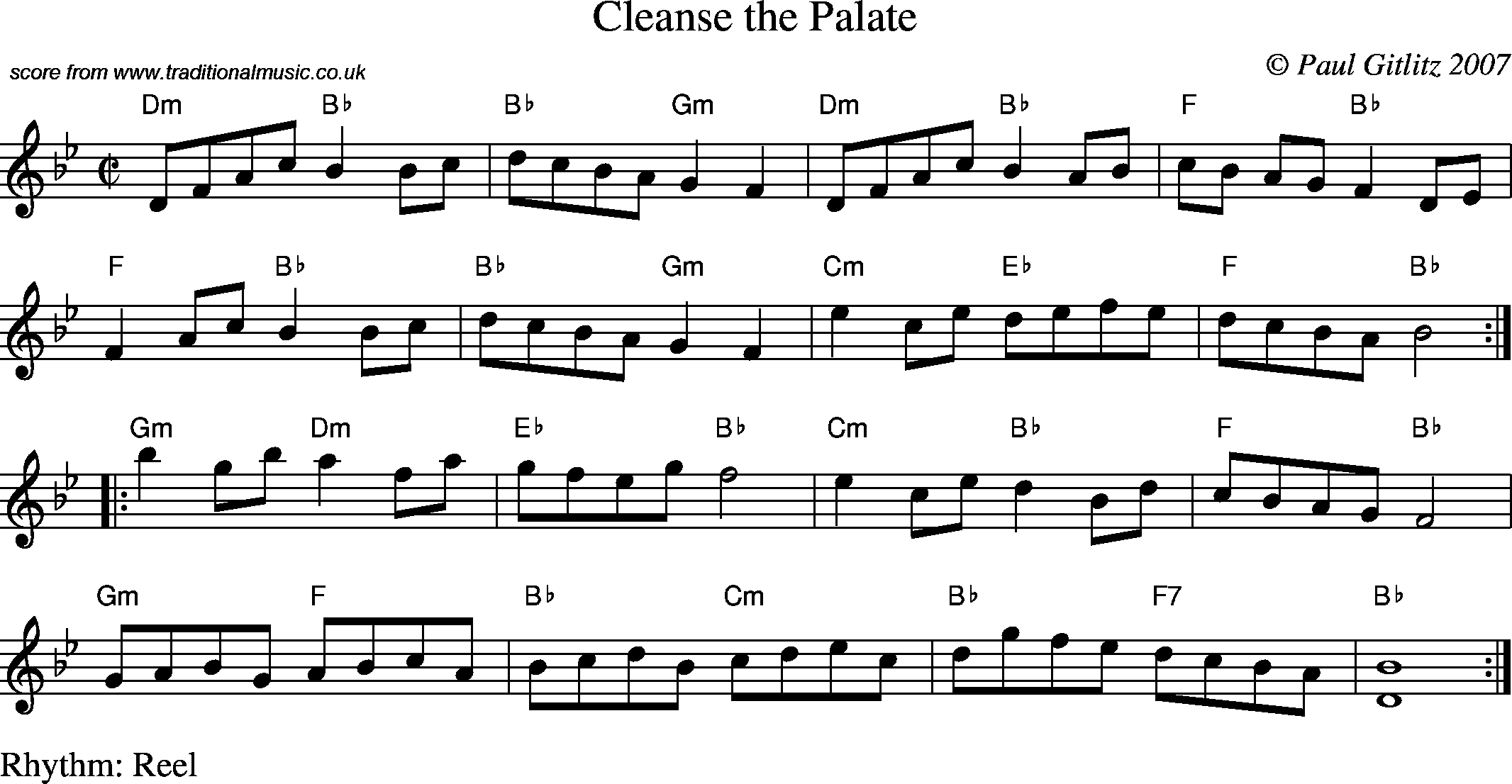 Sheet Music Score for Reel - Cleanse the Palate
