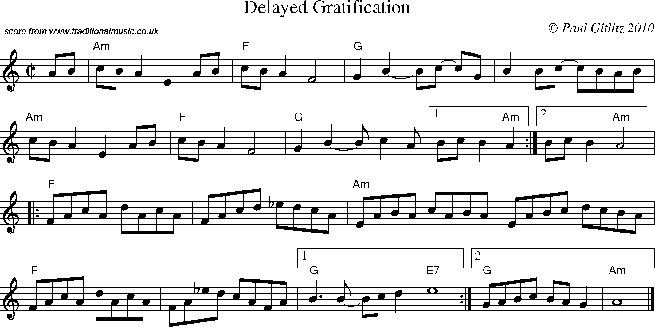 Sheet Music Score for Reel - Delayed Gratification