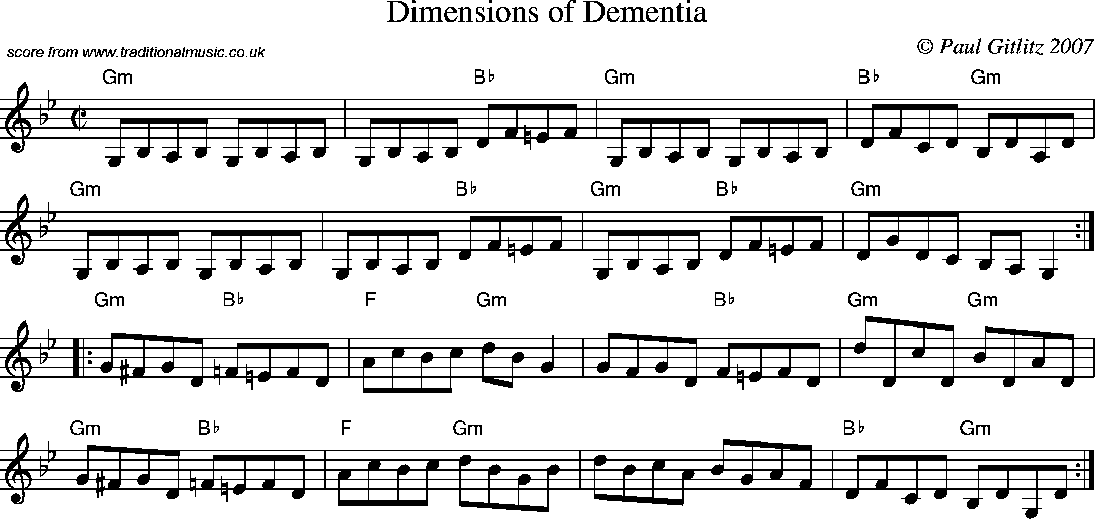 Sheet Music Score for Reel - Dimensions of Dementia