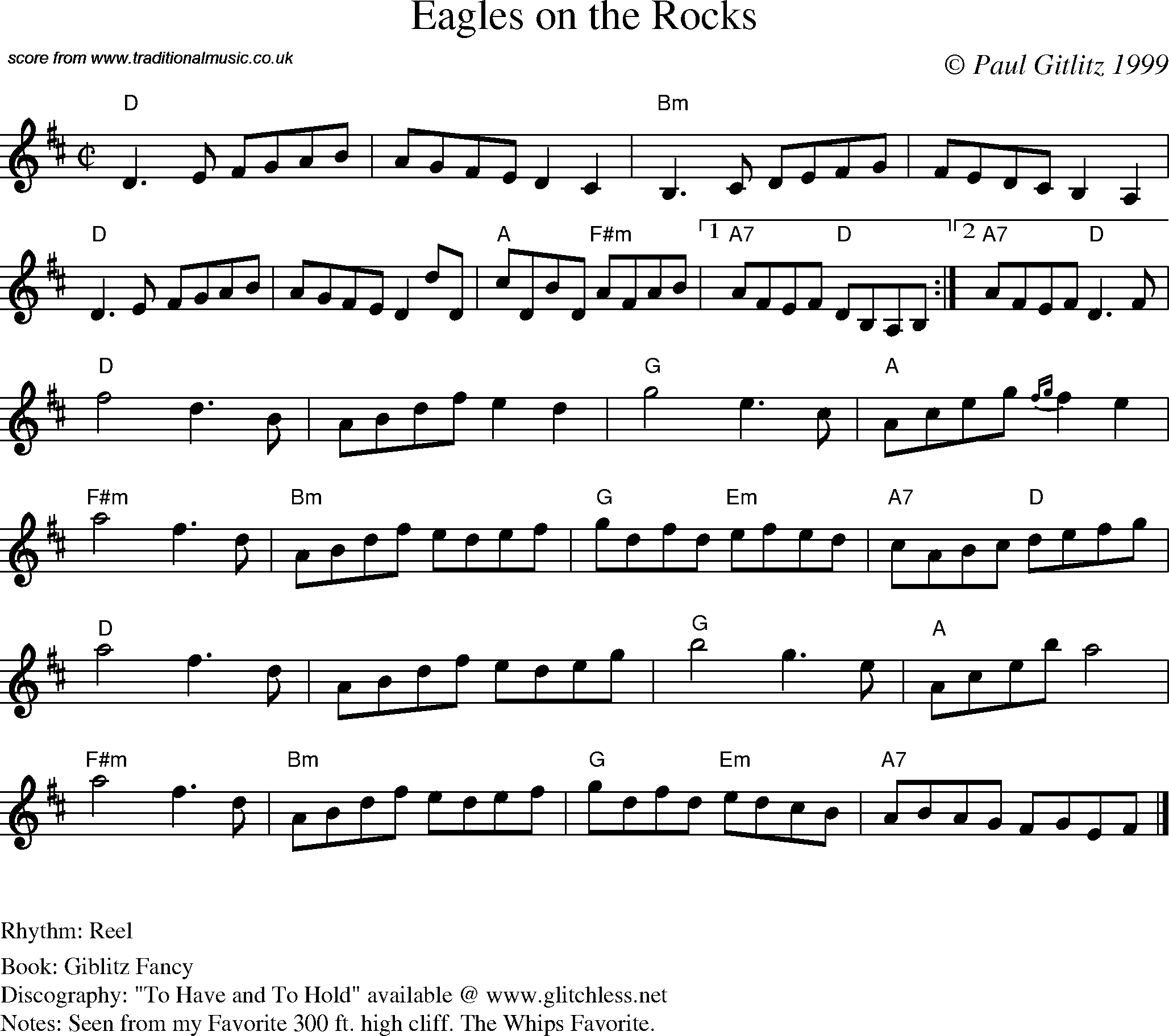 Sheet Music Score for Reel - Eagles on the Rocks