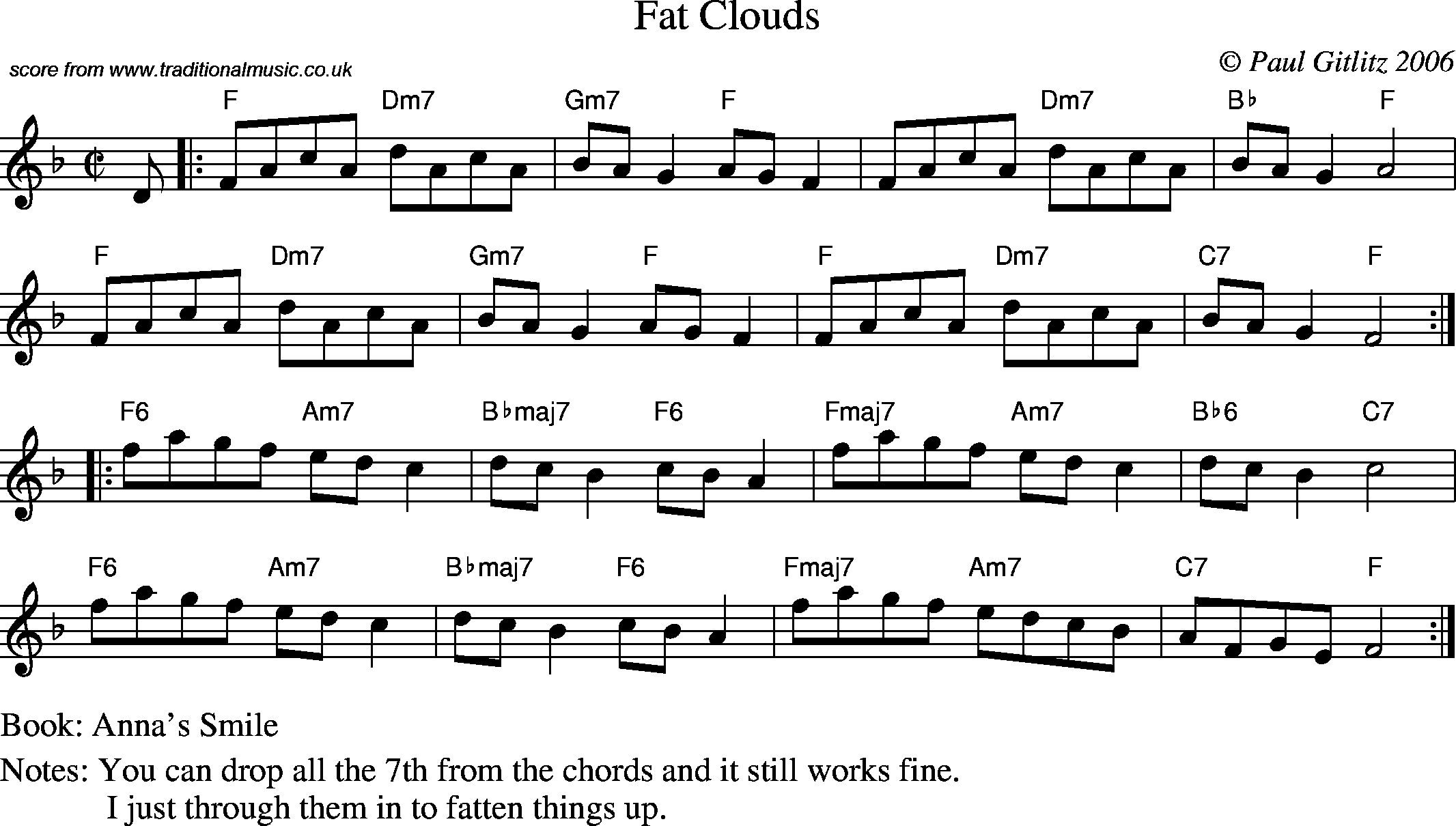 Sheet Music Score for Reel - Fat Clouds