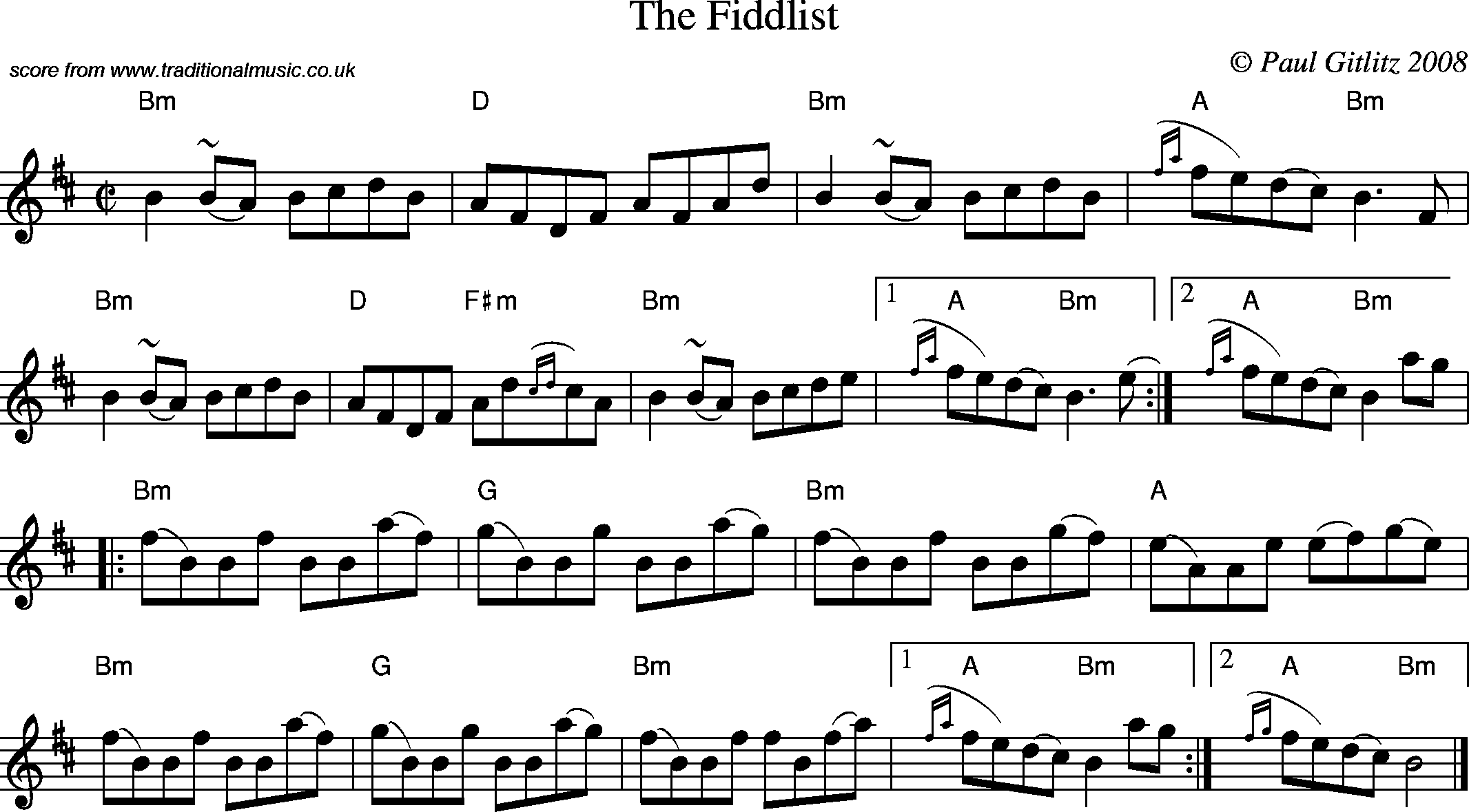 Sheet Music Score for Reel - Fiddlist, The