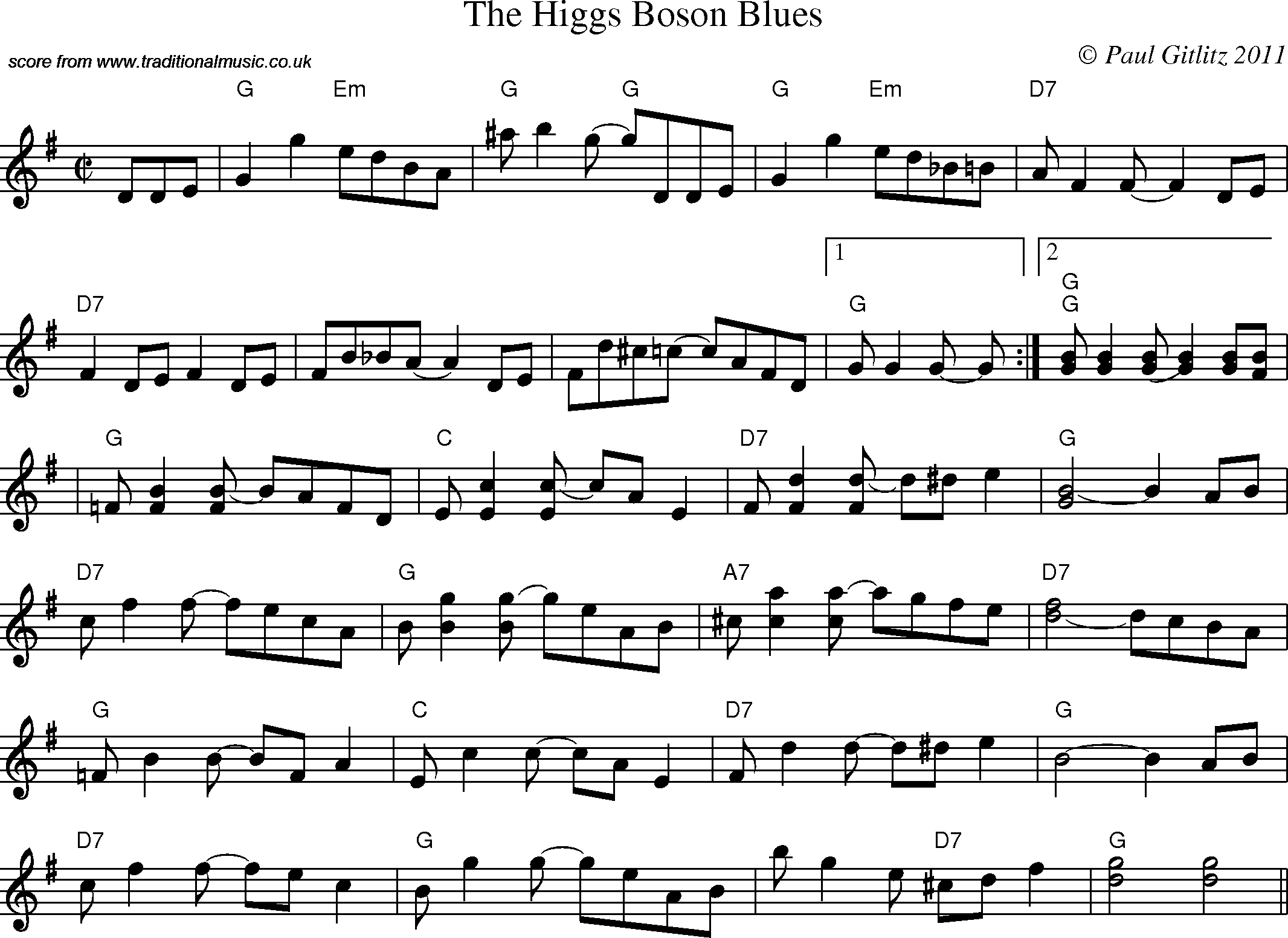 Sheet Music Score for Reel - Higgs Boson Blues, The