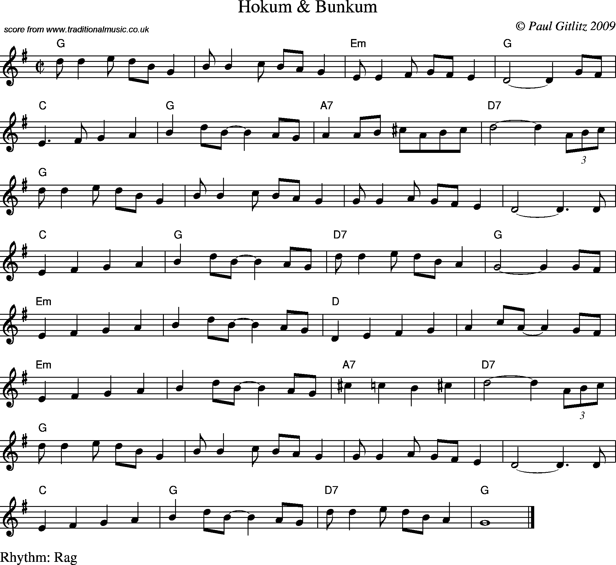 Sheet Music Score for Reel - Hokum & Bunkum