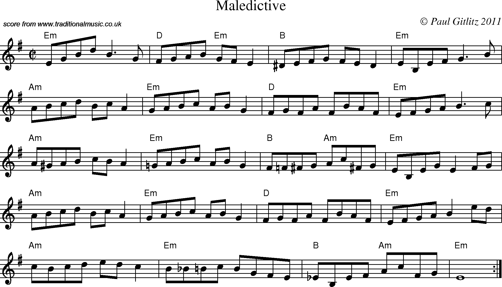 Sheet Music Score for Reel - Maledictive
