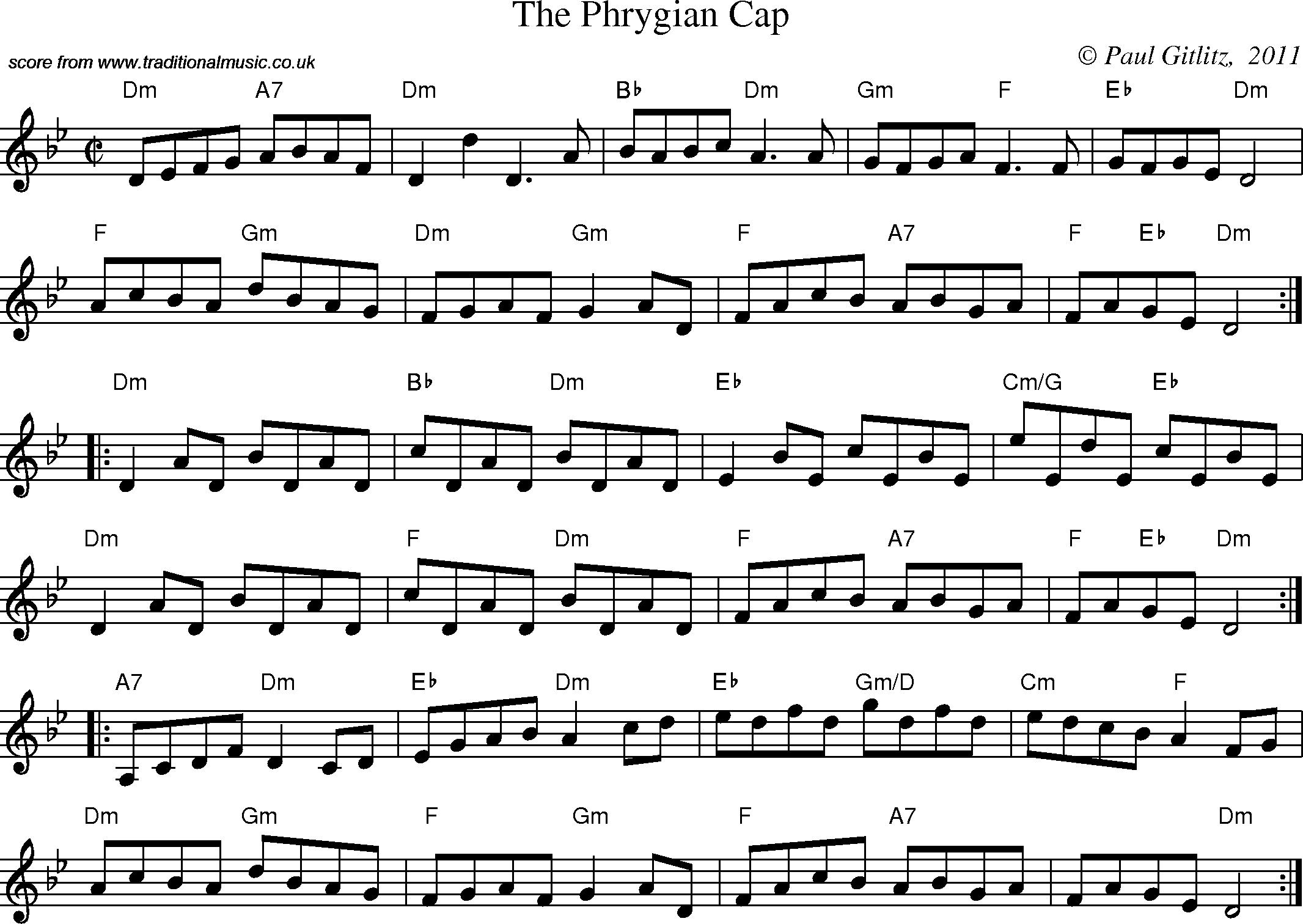Sheet Music Score for Reel - Phrygian Cap,The